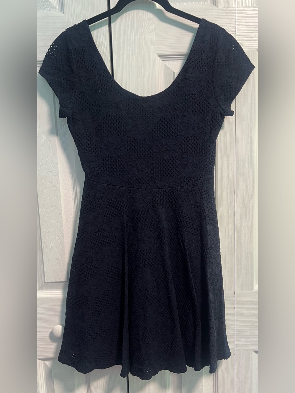 Soprano Navy Blue Lace Skater Dress
